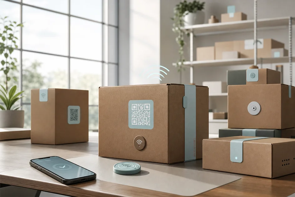 Embalagens inteligentes de papelão: como QR codes, NFC e sensores estão transformando o e-commerce em 2026